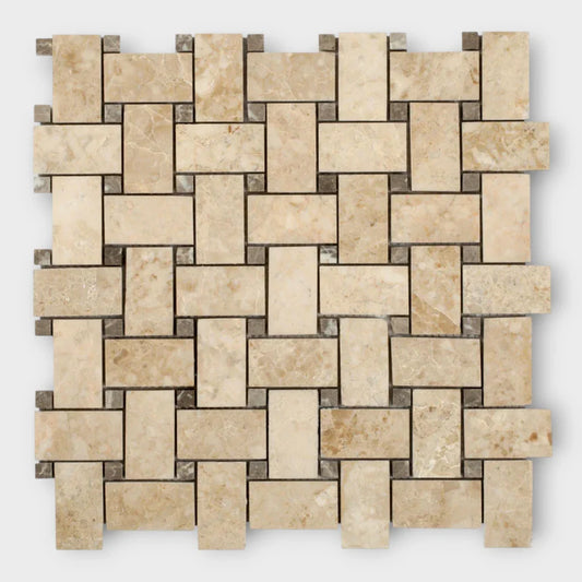 Diana Royal Polished Basketweave Marble Mosaic Tile