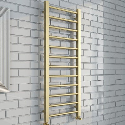 Mineral Round Bar Brushed Brass Towel Rail - All Sizes - Aqua
