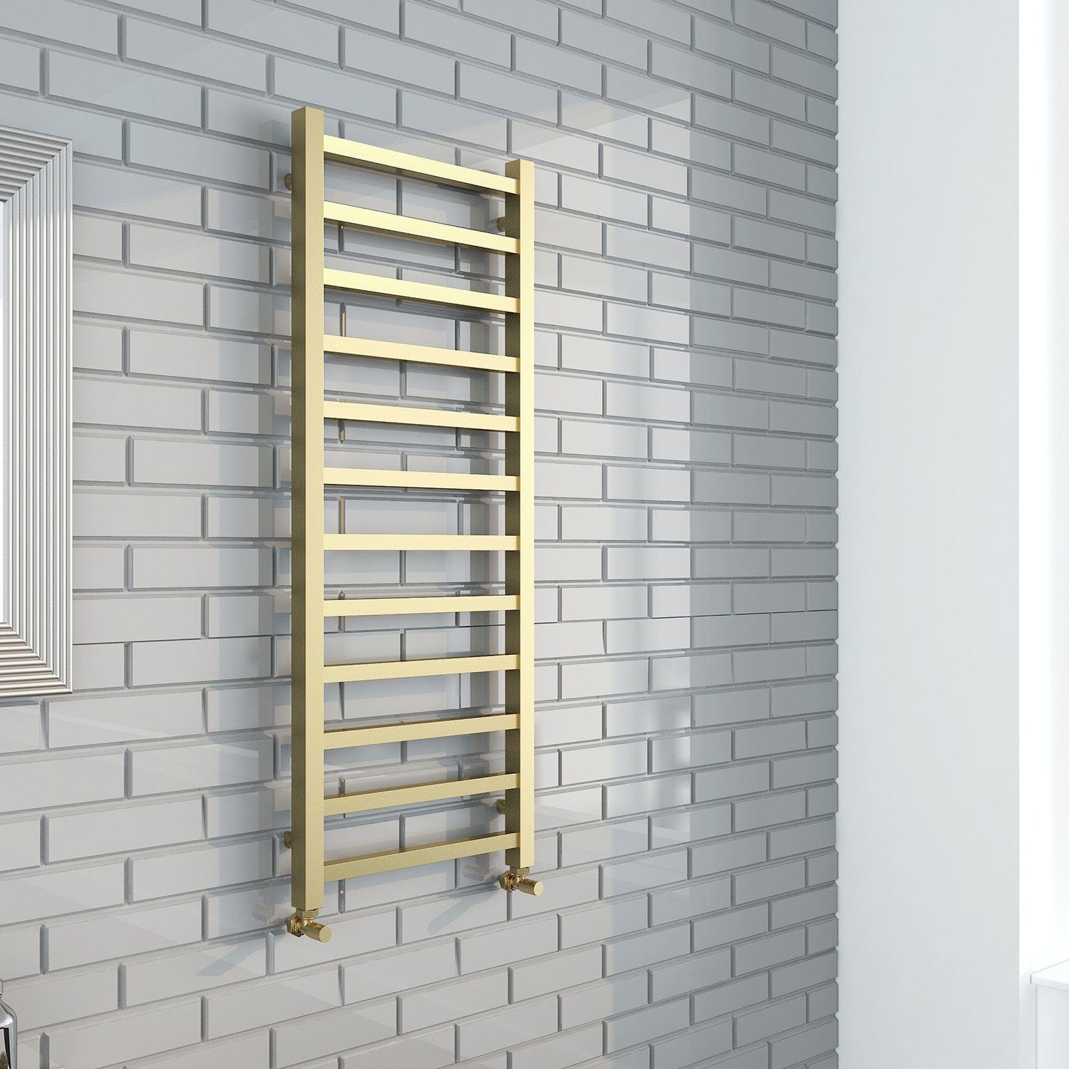 Mineral Square Bar Brushed Brass Towel Rail - All Sizes - Aqua