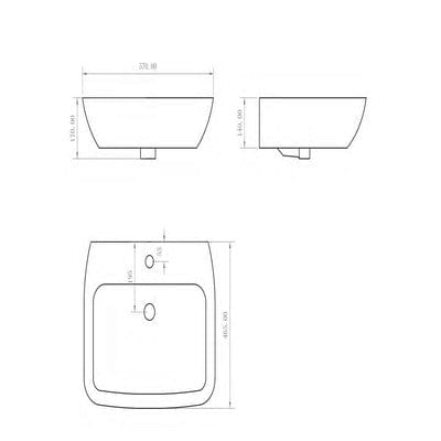 Piccolo 570mm Basin - 1 Tap Hole - Aqua