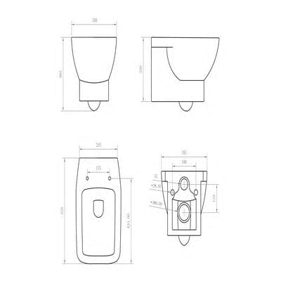 Piccolo Wall-Hung Toilet for use with Cistern & Frame Pack - Aqua