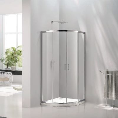 Purity Curved Offset Quadrant Shower Enclosure w/ 1 Elongated Side Panel & 2 Sliding Doors - All Sizes - Aquaglass