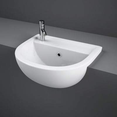 Compact 45cm Semi Recessed Basin 1 Tap Hole in Alpine White - All Styles - RAK Ceramics