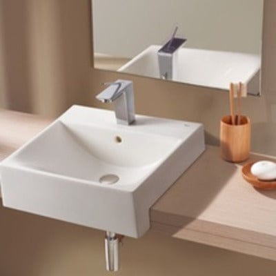 Diverta Ceramic Semi Recessed 500mm Countertop Basin - 1 Tap Hole - Roca