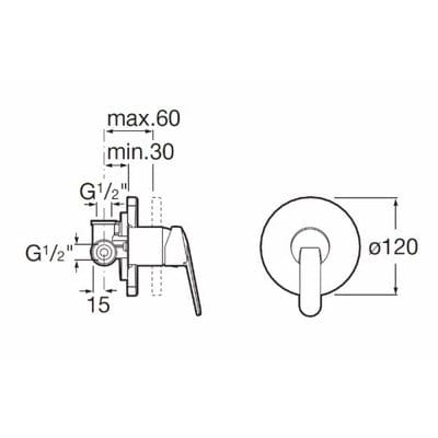 Victoria V2 Chrome Built-In Bath Or Shower Mixer - Roca
