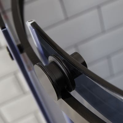 Sphere Curved Quadrant Shower Enclosure, Tinted Glass w/ Cut-Out Top Panel & Sliding Door - All Sizes (Right Hand) - Aquaglass