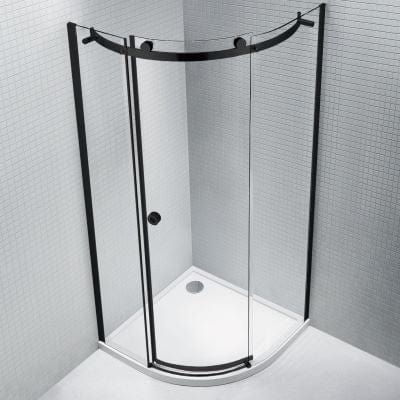 Sphere Black Framed Offset Quadrant w/ 1 Door - Both Orientations - Aquaglass