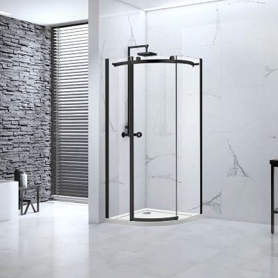 Sphere Black Framed Offset Quadrant w/ 1 Door - Both Orientations - Aquaglass