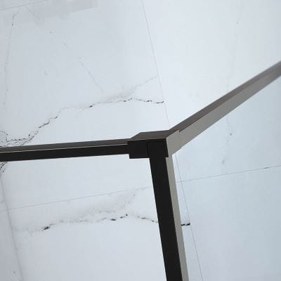 Velar+ Straight Frame Walk-in Panel w/ Towel Rail and Stabilising Bar - All Sizes - Aquaglass