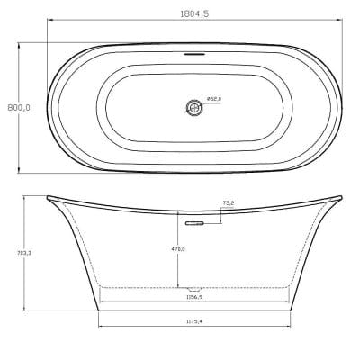 Bow Traditional Freestanding Double Ended Bath w/ Integrated Waste - All Colours - Aqua
