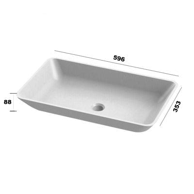 Elvis Rectangle Solid Surface Basin - 596 x 353 x 88mm (L x W x H) - Aqua