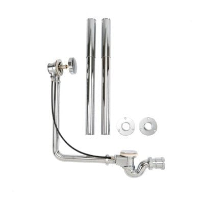 Traditional Exposed Bath Waste Kit with P-Trap & Pipe Shrouds - Aqua