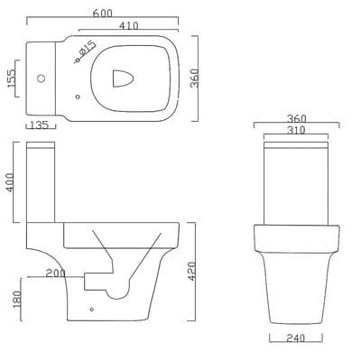 Medici Cistern for Closed Coupled Toilet - Aqua