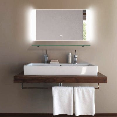 Westbury Rectangular Mirror with LED Side Lights, Demister and Shelf Kit - Aqua