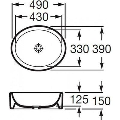 Fuego Over Countertop 490mm Basin 0Th - Roca