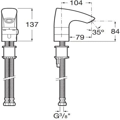 M3 Electronic Basin Mixer Tap - Mains Operated - Roca