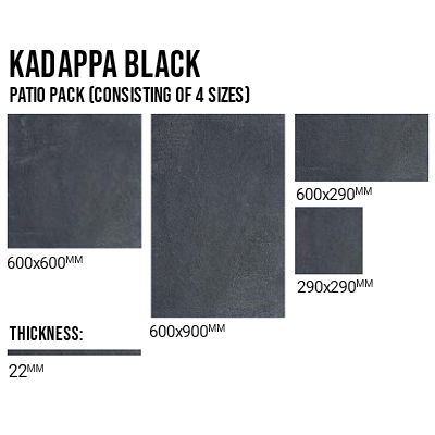 Indian Limestone Patio Pack Kadappa Black (84 Slabs - 15.2m2 per Pack)