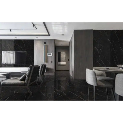 Marquina Polished Porcelain Wall and Floor Tile (2 per Box)