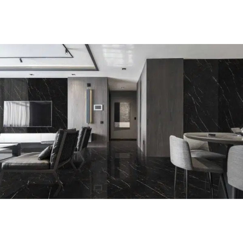 Marquina Polished Porcelain Wall and Floor Tile (2 per Box)