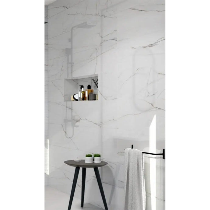 Torano White Ceramic Rectified Wall and Floor Tile 600mm x 300mm (9 Per Box)
