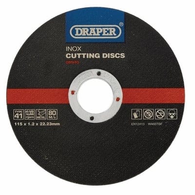 Draper Inox Flat Metal Cutting Disc 115 x 22.2 x 1.2mm (Pack of 10) - Draper