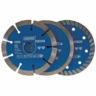 Draper Diamond Blade Set - 115mm (Pack of 3) - Draper