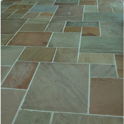 Traditional Raj Green Sandstone Paving Pack (19.50m2 - 66 Slabs / Mixed Pack)