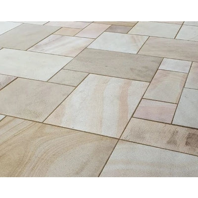 Misty Rippon Buff Sandstone Paving Pack (19.50m2 - 66 Slabs / Mixed Pack)